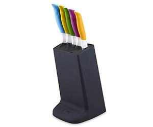 Zyliss E920247 Comfort 5 Piece Knife Block Set, Multiple Sizes, Japanese Stainless Steel, Multicolour/Black, Knife Block Set with 5 x Kitchen Knives, Dishwasher Safe
