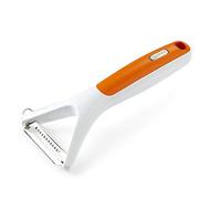 Zyliss E950019 Julienne Peeler, 25cm/10in, Plastic/Stainless Steel, White/Orange, Create Strips of Fruit and Vegetables, Ergonomic Handle, Dishwasher Safe