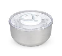 Zyliss Easy Spin 2 Salad Spinner, Large 6L Capacity, Stainless Steel, Serving Bowl, Retractable Cord and Brake System/Non-Slip Base/Easy Cleaning, Dishwasher Safe