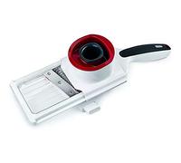 Zyliss Hand Held Food Cutter, Plastic/Stainless Steel, White/Red, Multi Function Veg Cutter and Slicer, Vegetable/Fruit, Julienne Slicer, Dishwasher Safe