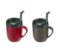 Zyliss Hot Mug Cafetiere - 2 x Plastic/Silicone Travel Mug Bundle | Grey/Red | Dishwasher Safe | 5 Year Guarantee