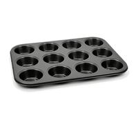 Zyliss Muffin Tray with 12 Deep Cups for Muffins, Yorkshire Puddings, PFAS Free ILAG Non Stick Coating, Carbon Steel, Grey Cupcake Baking Tray Dishwasher Safe
