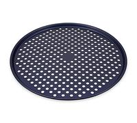 Zyliss Large Pizza Tray for Oven, Double Layer Non-Stick Coating, Perforated Base 36cm/14in, PFAS Free Durable Carbon Steel, Dark Blue, Pizza Pan, Dishwasher Safe