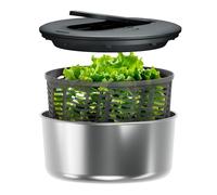 Zyliss Swift Dry Salad Spinner Stainless Steel Large, 6L, Non-Slip Base, Serving Bowl, AquaVent™ Technology, One Handed Pump, Brake System, Easy to Clean