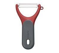 Zyliss Y Shaped Soft Skin Peeler, Extra Sharp Fruit/Vegetable Peeler with Sustainable Wheatstraw Comfy Grip, Cover for Safety, Stainless Steel, Dishwasher Safe