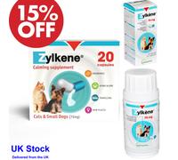Zylkene Small Dog & Cat Calming Capsules Stress Anxiety Relief 75mg x10 x30 x100