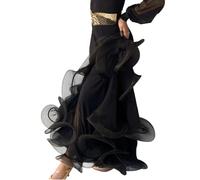 ZYLL Women Girls Ballroom Dance Skirt Long Swing Modern Standard Waltz Competition Dance Dress Belly Dance Latin Tango Skirts,B,M