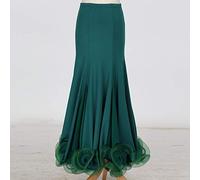 ZYLL Women Girls Ballroom Dance Skirt Long Swing Modern Standard Waltz Competition Dance Dress Belly Dance Latin Tango Skirts,F,XXL