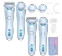 Zylla Smoothshave Razor, Smooth Shave Razor Womens, Ipx7 Waterproof 2 in 1 Electric Shavers for Women, Wet and Dry with Removable Head for Leg, Arm, Underarm, Bikini Area (2pcs-Blue)