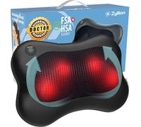 Zyllion Shiatsu Back and Neck Massager - 3D Kneading Deep Tissue Massage Pillow with Heat for Muscle Pain Relief, Chairs and Cars - Black (ZMA-13-BK)