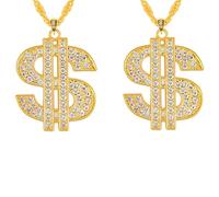 ZYLOP Gold Chain with Dollar Sign: Fake Gold Money Chain Necklace for Men Women Gold Plated Stainless Steel Jewelry Fashion Pendants for 70s 80s 90s Hip Hop Rapper Digger Costume Accessories