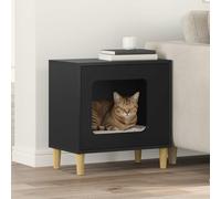 zylophax Cat House Black Wood Material 51 x 30 x 52 cm Indoor Retreat with Sturdy Construction for Cats for Sleeping and Climbing, Space-Saving and Robust