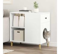 zylophax Cat House White Made of Wood Material 72 x 42.5 x 70 cm Indoor with Sturdy Construction, Space-Saving Design, Cosy Cave and Robust Furniture for Cats to Sleep and