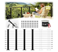 Zylorix 36" Economical 12ft-20ft Deck Cable Railing System Post Kit with 4 Level Posts, Patent Swageless Cable Railing Kit, T304 Stainless Steel Deck System, Outdoors Black Powder Coating