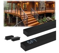 Zylorix 5FT Modular Stainless Steel Black Handrail, 2.36" W x 1.18" H | 2 Pack, Wider Flat Top Rail, Cut-to-fit, Rectangular Deck Railing Top Rail with End Caps for Indoor/Outdoor Stairs Porch Deck