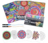 Zylota 3 Pack Mandalas Colouring Books for Adults,36 Marker Unique Mandala Pattern for Relaxation, Adults Colouring Book Spiral Bound,Relaxing Colouring Books for Women