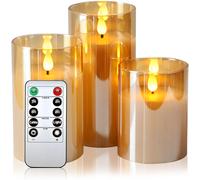 Zylume Battery Flameless Candles Real Wax Flickering,Led Glass Candles Single Ba