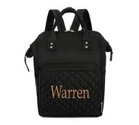 ZYMECH Personalized Embroidery Cartoon Cute Diaper Bag Backpack For Mom Baby Bags Waterproof Large Capacity Multi-Function Backpack (Black)