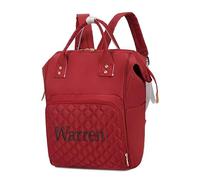 ZYMECH Personalized Embroidery Cartoon Cute Diaper Bag Backpack For Mom Baby Bags Waterproof Large Capacity Multi-Function Backpack (Red)