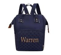 ZYMECH Personalized Embroidery Cartoon Cute Diaper Bag For Mom Baby Bags Waterproof Large Capacity Multi-Function Backpack, Navy Blue, Custom