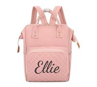 ZYMECH Personalized Embroidery Cartoon Cute Diaper Bag for Mom Baby Bags Waterproof Large Capacity Multifunctional Backpack,Pink,Custom, pink, Custom