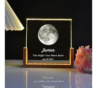 ZYMECH Personalized Moon Phase Crystal Lamp, Custom Moon Crystal Nightlight, The Night We Met, The Day You Were Born, Gift for Dad (3 Colors Light,15.2 * 15.2cm)