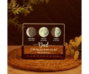 ZYMECH Personalized Moon Phase Crystal Lamp, Custom Moon Crystal Nightlight, The Night We Met, The Day You were Born, Gift for Mom, Gift for Dad (Warm Light,15.2 * 15.2cm)