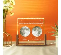 ZYMECH Personalized Moon Phase Crystal Lamp,engraved Moon Lamp,Custom Moon Crystal Nightlight,The Day You Were Born, Gift for Dad (Warm Light,20.3 * 15.2cm)
