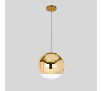 ZYMEN Nordic Mirror Glass Ball Pendant Lamp Creative 1-Light Gold Silver Glass Mirror Ball Lamp Globe Hanging Light Lustre Glass Chandelier Living Room Restaurant Kitchen Adjustable Ceiling Lamp E27