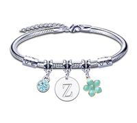 ZYMGUO Bracelet Gift,Funny 26 Letter Initial A-Z Silver Bracelet For Women Lady Daughter Mom Sisters Friends Colleague Birthday Christmas Reminder Jewelry for Women Bangle, L, Stainless Steel, no