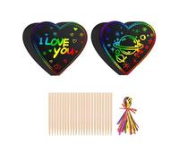 ZYMIADOU 40Pcs Valentines Craft Scratch Paper Heart Shaped Cards for Kid Birthday Party Valentine Card Art Valentine Art for Kid
