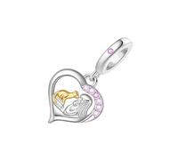 ZYMIADOU Adorable Heart Shaped Animal Miniature Pendant Silver Charm Accessory Lightweight Jewelry Accessories Lightweight Silver Dog Pendant