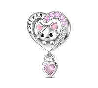 ZYMIADOU Adorable Heart Shaped Animal Miniature Pendant Silver Charm Accessory Lightweight Jewelry Accessories Lightweight Silver Dog Pendant