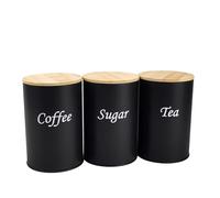ZYMIADOU Bamboos Lid Coffee Teas Sugar Jar Practical Storage Canister With Sealed Kitchen Counter Organization Tool Iron Storage Jar With Natural Bamboos