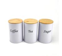 ZYMIADOU Bamboos Lid Coffee Teas Sugar Jar Practical Storage Canister With Sealed Kitchen Counter Organization Tool Iron Storage Jar With Natural Bamboos