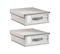 ZYMIADOU Breathable Nonwoven Fabric Bedding Container Bed Linens Organiser Box with Dustproof Cover and Clear View Window Dustproof Sheet Organiser with Lid