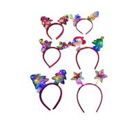 ZYMIADOU Christmas Glow Headbands 6 Pc Soft Velvety Light Up Hair Decors For Family Gatherings Company Parties User Friendly Christmas Headpiece