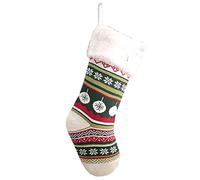 ZYMIADOU Color Striped Plush Knitted Christmas Stockings Candy Bag Stocking For Family Country Personalized Holiday Indoor Hanging Stocking Decorations Stockings Candy Bag