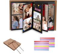 ZYMIADOU Compacts Handmade Photo Album Thick Paper Customizable Black Page Memory Book Folding Scrapbook For Parties Event Paper Memory Book