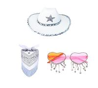 ZYMIADOU CowboyHat Glasses BandanaSet Cowgirl Hat Woman Bachelorette Party Bachelorette CowgirlBandana Bandana And