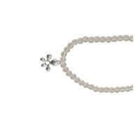 ZYMIADOU Dainty Silver Flower Pendant Necklace With Sparkling Crystal Beads Adjustable Clavicle Chain Jewelry For Evening Looks Clear Crystal Bead Pearls Chokers
