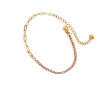 ZYMIADOU Elegant Cubic Zirconia Heart With 16.5 22cm Adjustable Chain Sophisticated Metal Jewelry Gift Heart Shaped Zirconia Stainless Steel