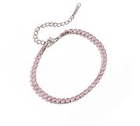 ZYMIADOU Elegant Cubic Zirconia Heart With 16.5 22cm Adjustable Chain Sophisticated Metal Jewelry Gift Heart Shaped Zirconia Stainless Steel