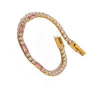 ZYMIADOU Elegant Cubic Zirconia Heart With 16.5 22cm Adjustable Chain Sophisticated Metal Jewelry Gift Heart Shaped Zirconia Stainless Steel