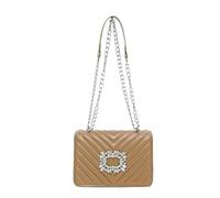 ZYMIADOU Fashionable Quilting Crossbody Bag For Women With Chain Strap Rhinestones PU Leather Shoulder Bag Evening Purse Faux Leather Purse