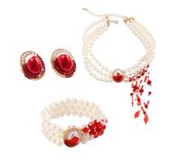 ZYMIADOU Halloween Blood Drip Choker Necklace Bracelets Earring Gothic Party Jewelry Gift Women Dripping Blood Choker Halloween Earring Party Accessory