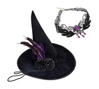 ZYMIADOU Halloween Witch Hat Delicate Lace Retro Witch Hats For Masquerade Fashion Adults Cosplay Costume Accessory Halloween Necklaces Bulk