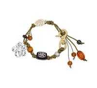 ZYMIADOU Hibiscus Inspired Handwoven Alloy Charm Multifunctional Jewelry Accessory with Handmade Woven Bead Detail Thread Woven Hand Chain