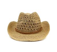 ZYMIADOU Hollow Out Straw Weaving Cowgirl Hat Novelty Cowboy Beach Cowgirl Western Fancy Dress Accessory Cattleman Solid Color Hats For Men Women Hollow Out With Large Brim