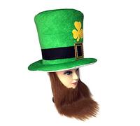 ZYMIADOU Leprechaun Caps Green Top Hat With Beard St. Patricks Day Gifts Holiday Carnival Party St. Patricks Day Women